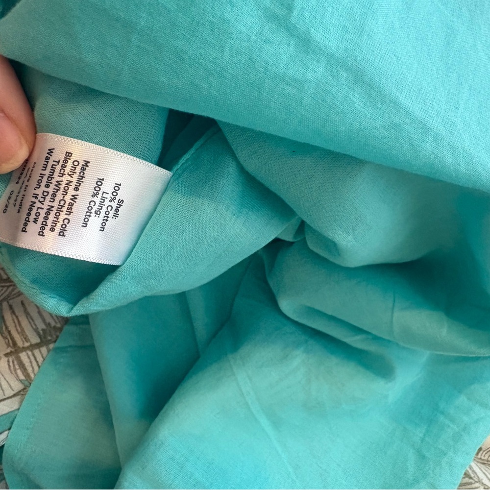 Talbots Teal and White Leaf Print Summer Dress size 10 NWT preppy 100% cotton - Picture 7 of 7